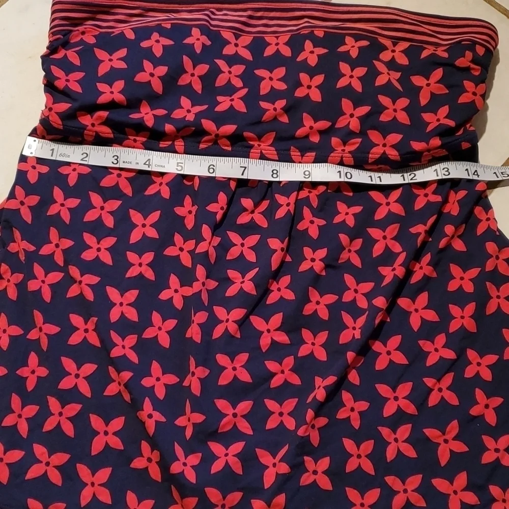 Beach House Swimsuit Size 10 Tankini Top Red Blue Flowers